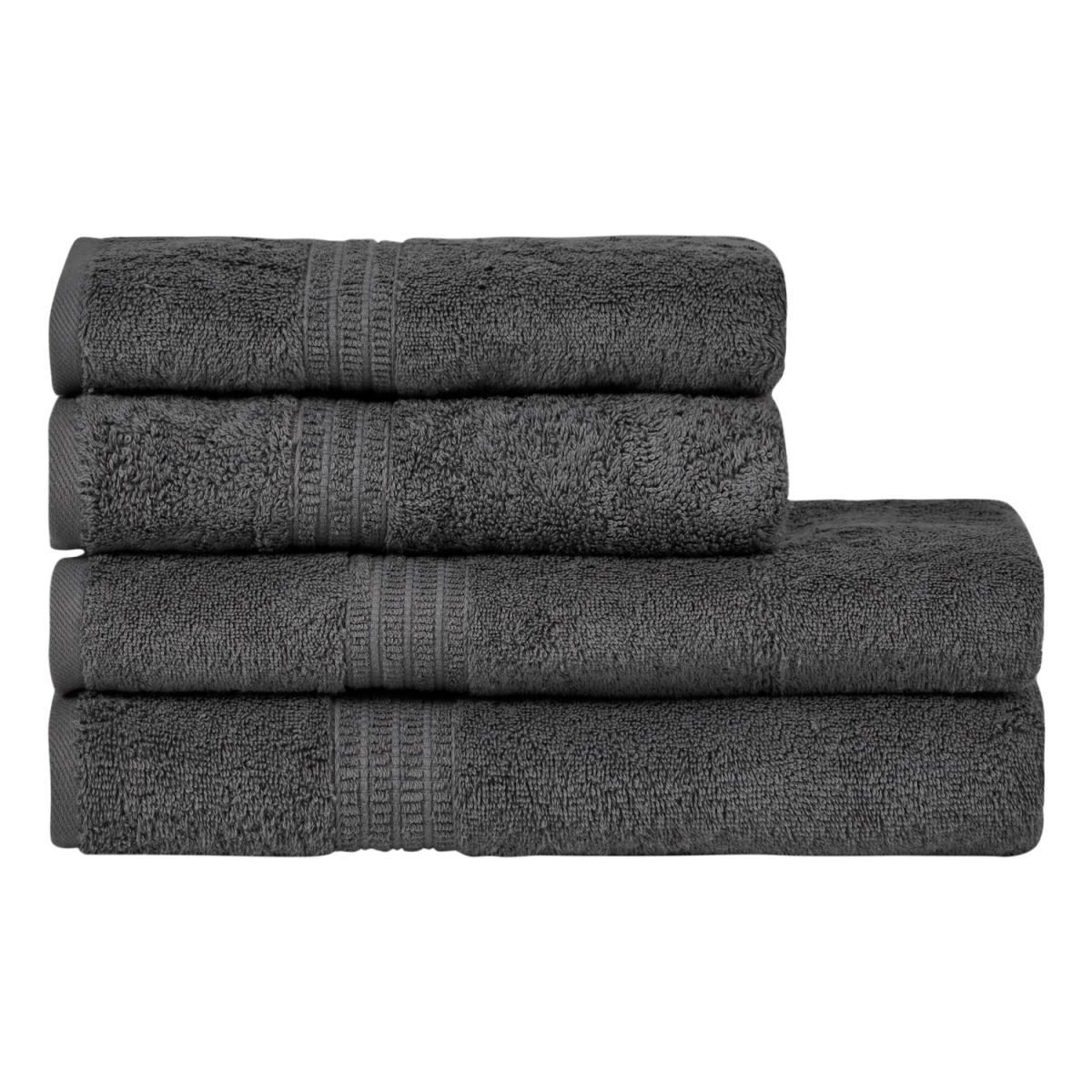 Lot de 4 Serviettes éponge coton bio COAL GREY