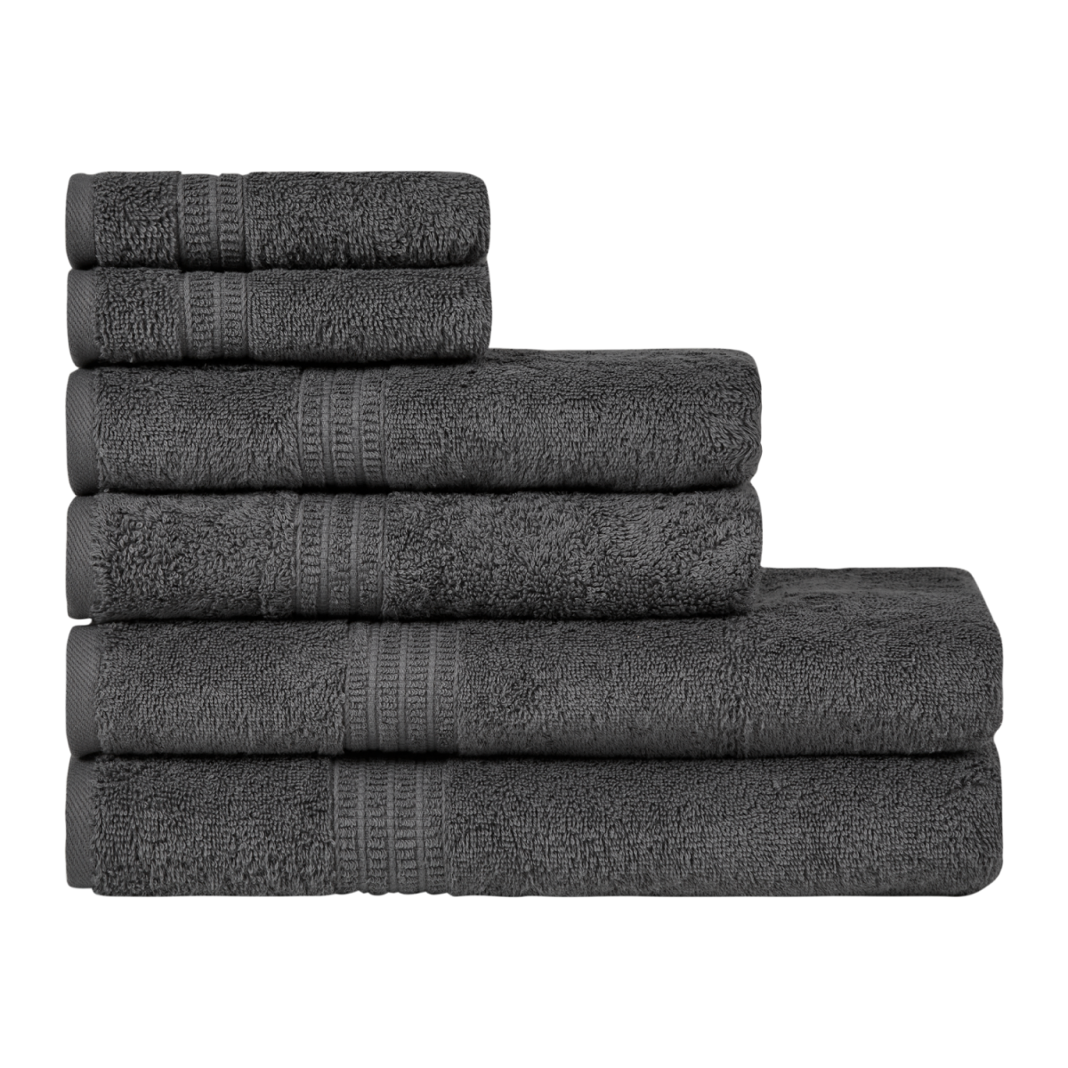 Lot de 6 Serviettes éponge coton bio COAL GREY