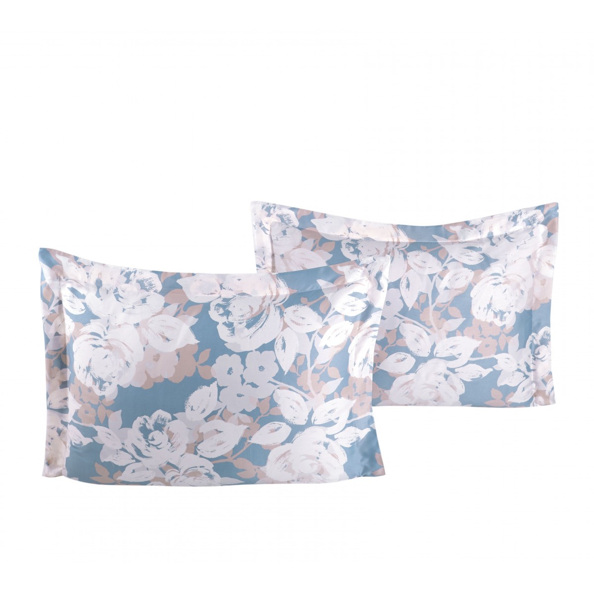 Lot de 2 Taies d'oreiller 50x70 cm satin de coton DECO ROSE