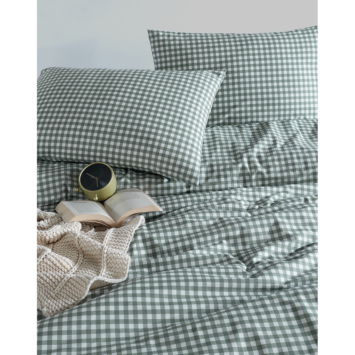 Parure de lit 100% coton VICHY VERT