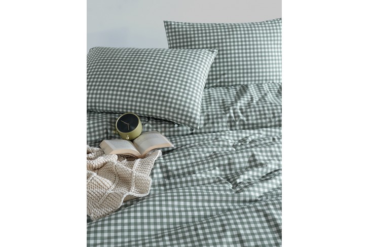 Parure de lit 100% coton VICHY VERT