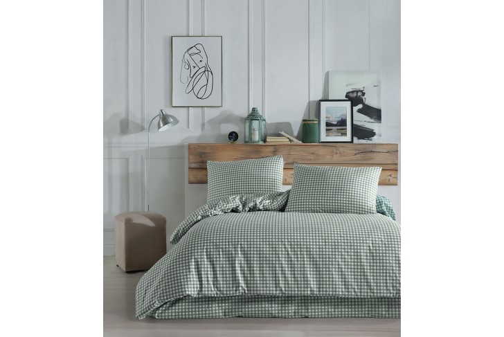 Parure de lit 100% coton VICHY VERT